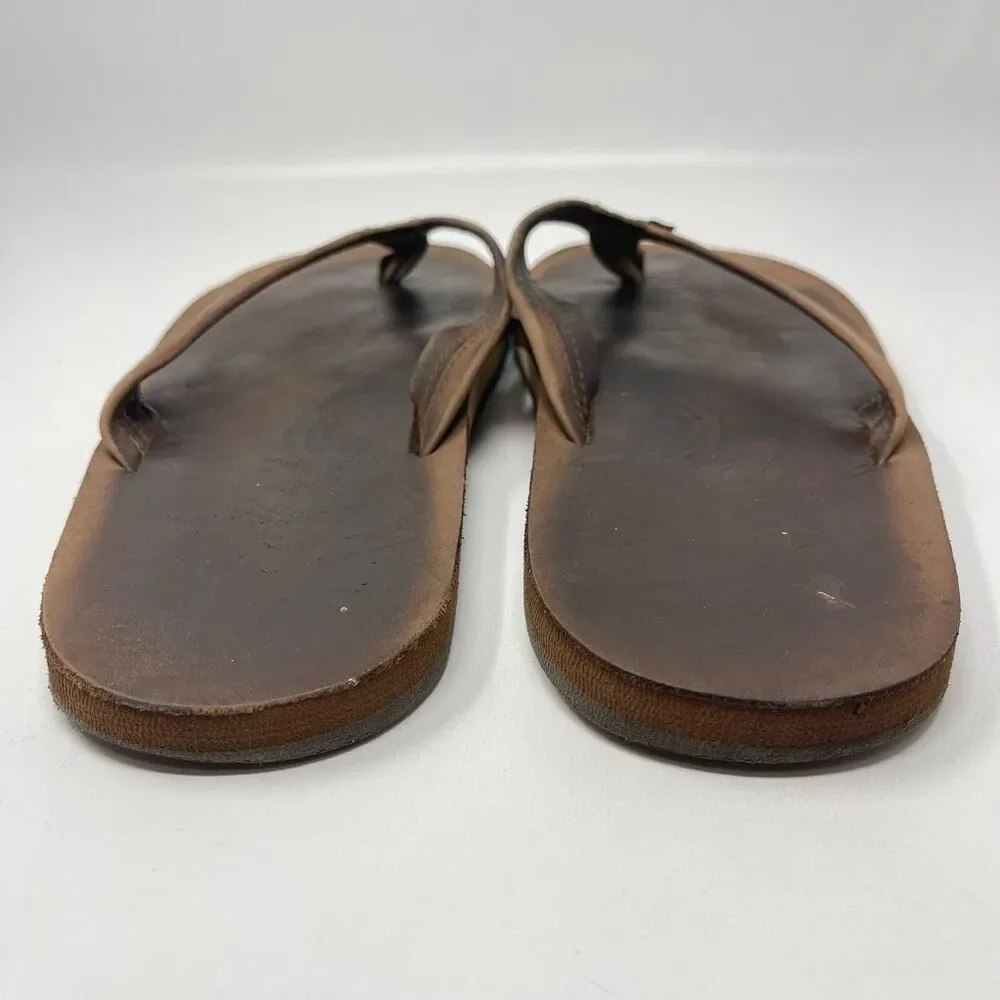 Rainbow Brown Leather Sandals Flip Flops Men’s Size XL 11-12 Preowned